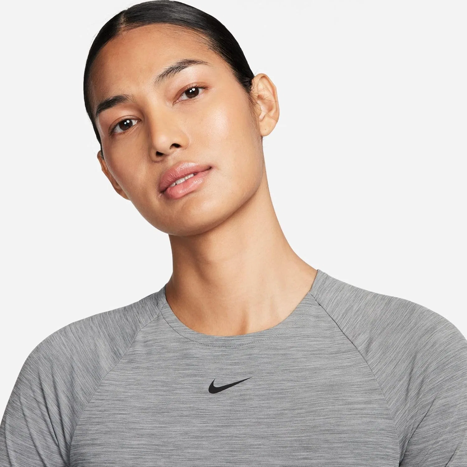 Женская укороченная футболка с длинным рукавом Nike Pro Dri-fit, Smoke Grey/Heather — фото 4