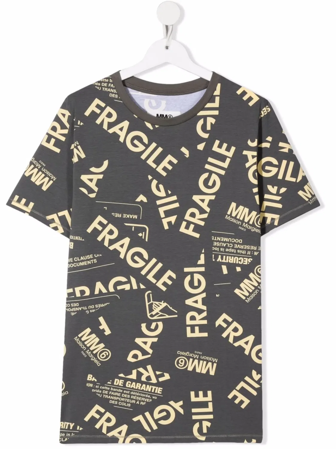 Подростковая футболка с принтом "Fragile" MM6 Maison Margiela, серый