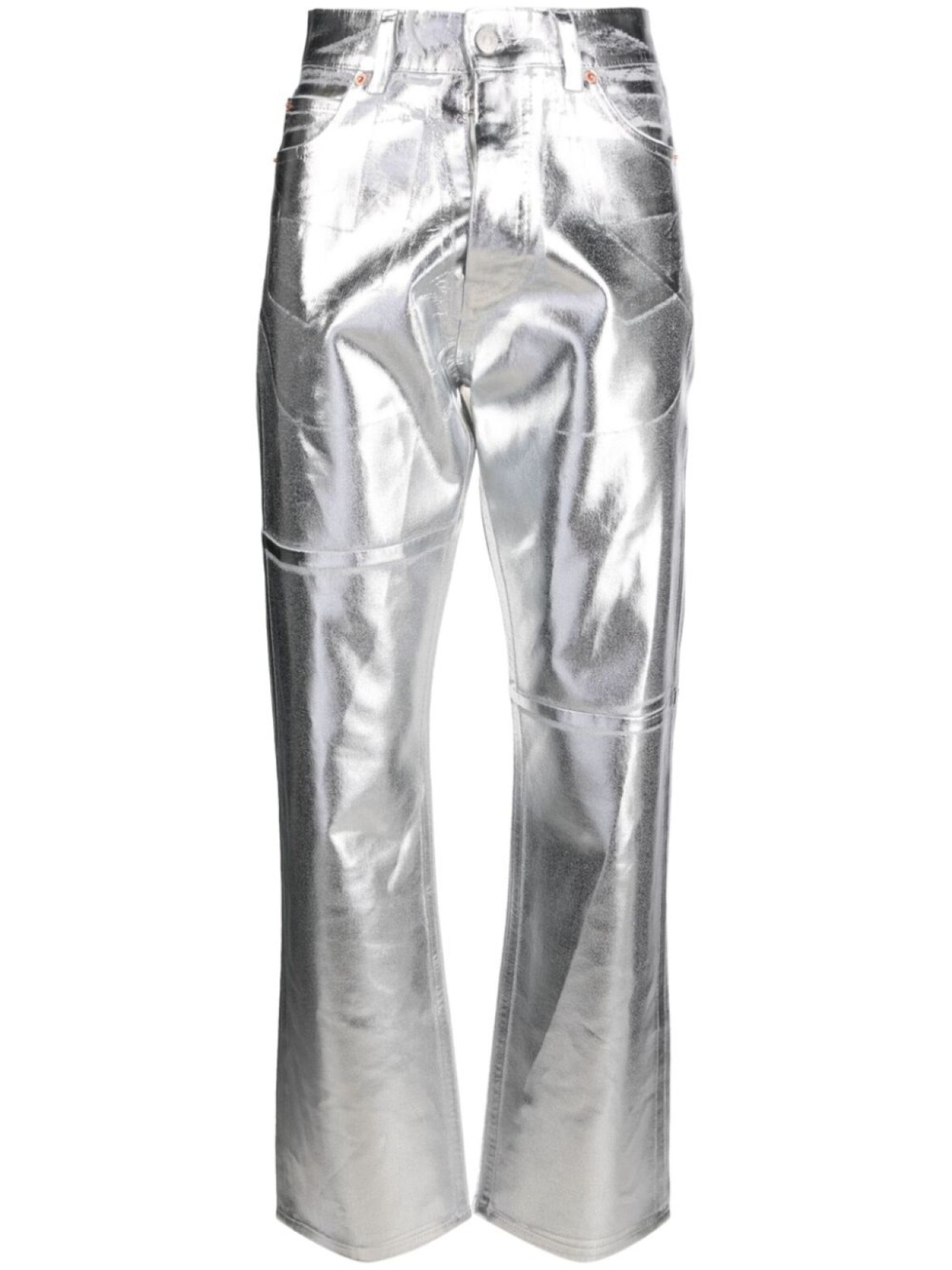 

MM6 Maison Margiela зауженные джинсы с эффектом потертости, серебристый