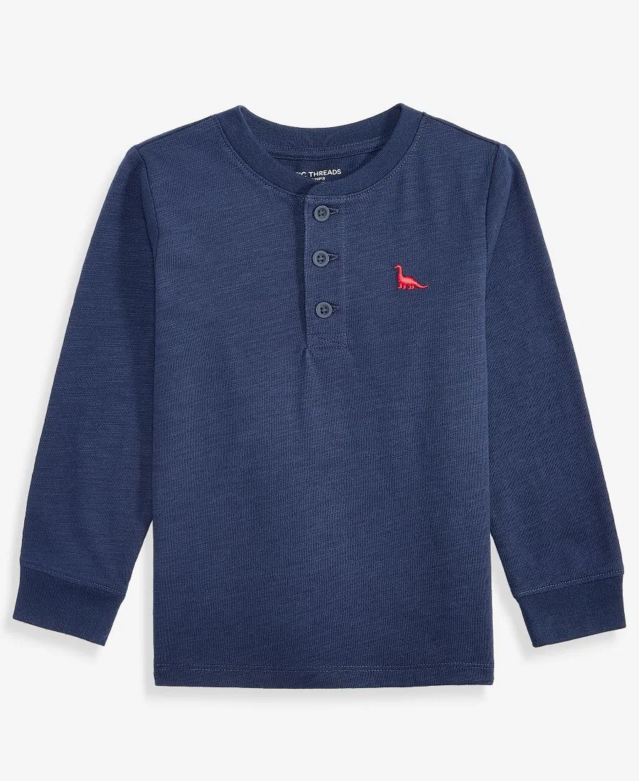 Детская футболка-поло с длинным рукавом, с вышивкой Epic Threads, Navy Nauti