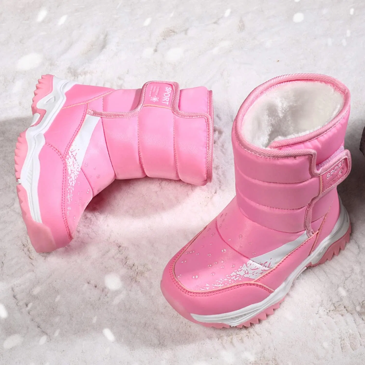 Детские зимние ботинки для девочек и мальчиков с мехом CERYTHRINA, Pink — фото 4