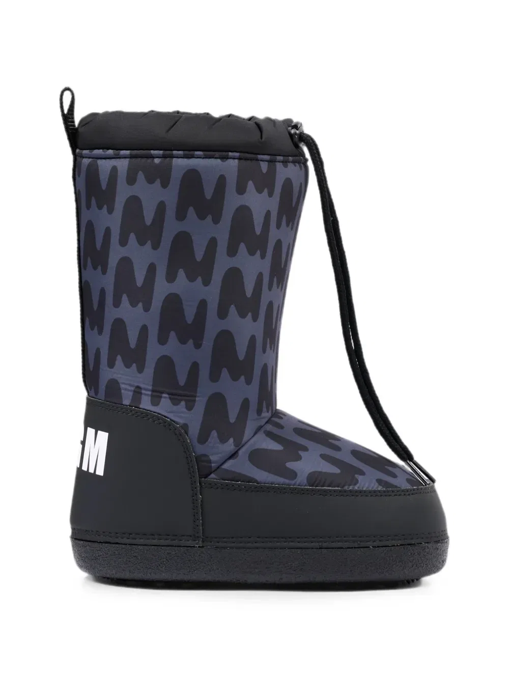 Сапоги дутики на шнурке с монограммным принтом Msgm Kids, черный