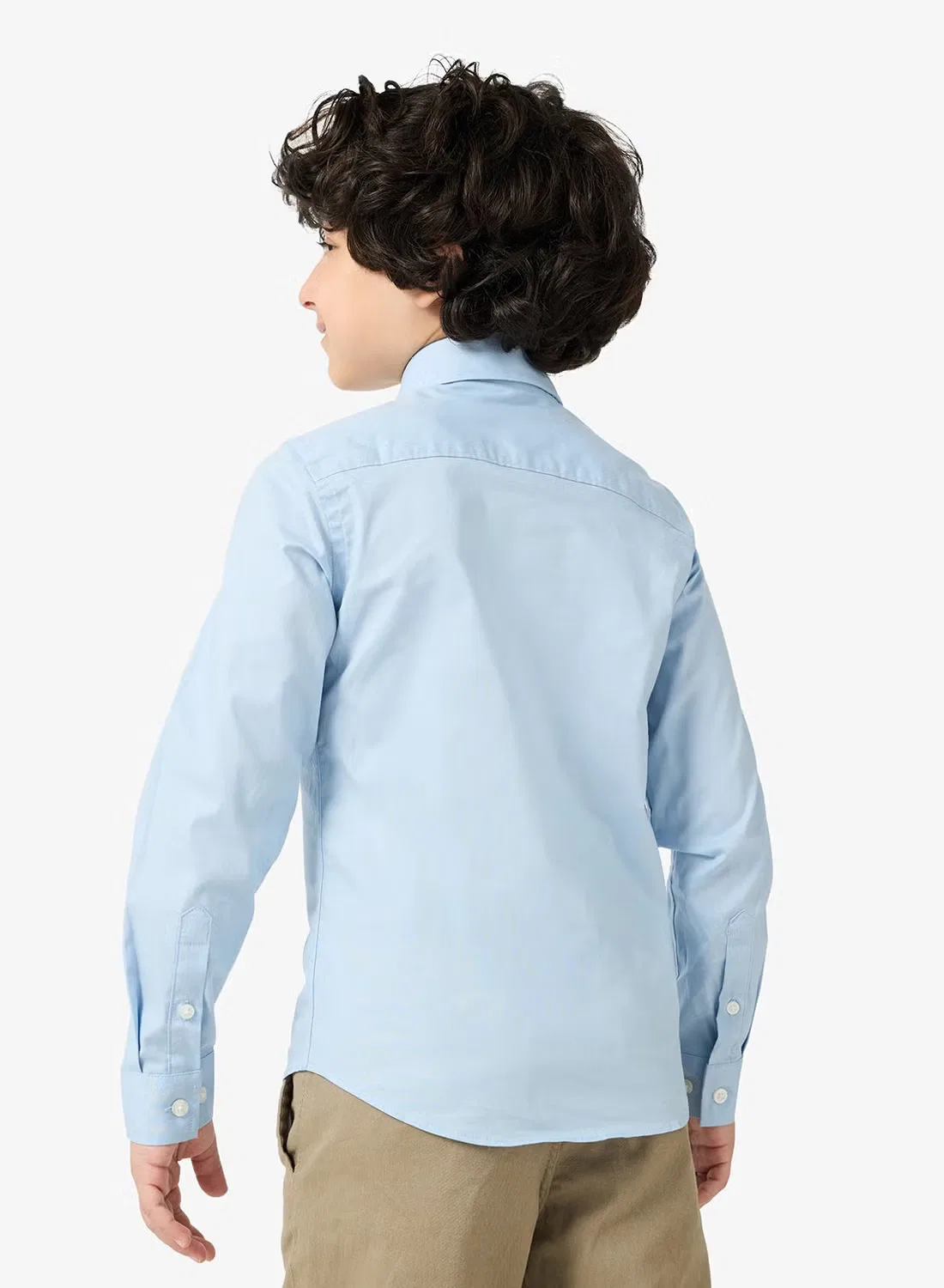 Рубашка хлопковая с длинным рукавом для мальчика Jack & Jones Junior, синяя — фото 2