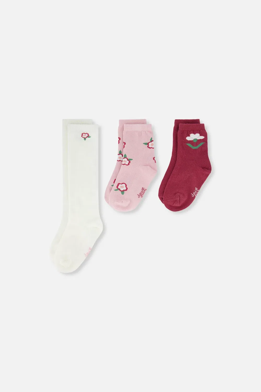 Детские носки Soft Poetry Deux par Deux, Off-White and Pink