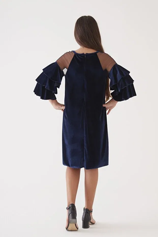 Детское платье для девочек с длинным рукавом Kıvanç Çocuk, Navy Blue — фото 2