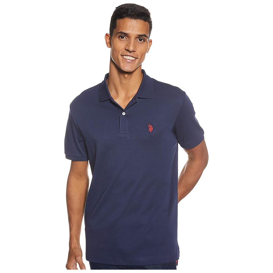 Поло U.S. Polo Assn. Solid Short Sleeve Interlock, темно-синий классический