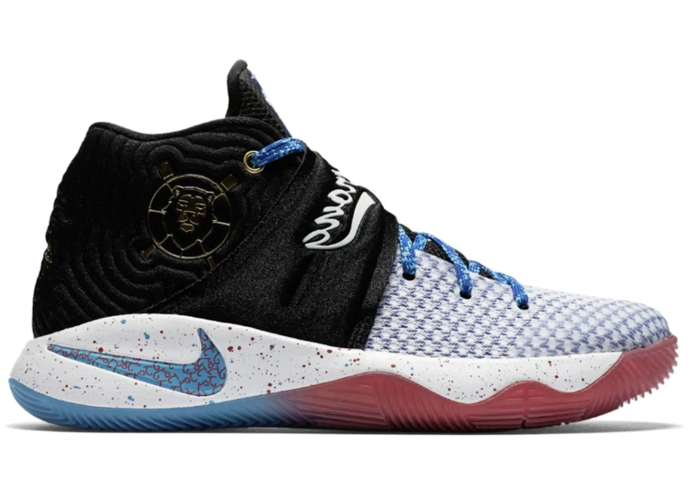 Детские кроссовки для мальчиков баскетбольные Nike Kyrie 2, Black/Omega Blue-Metallic Gold