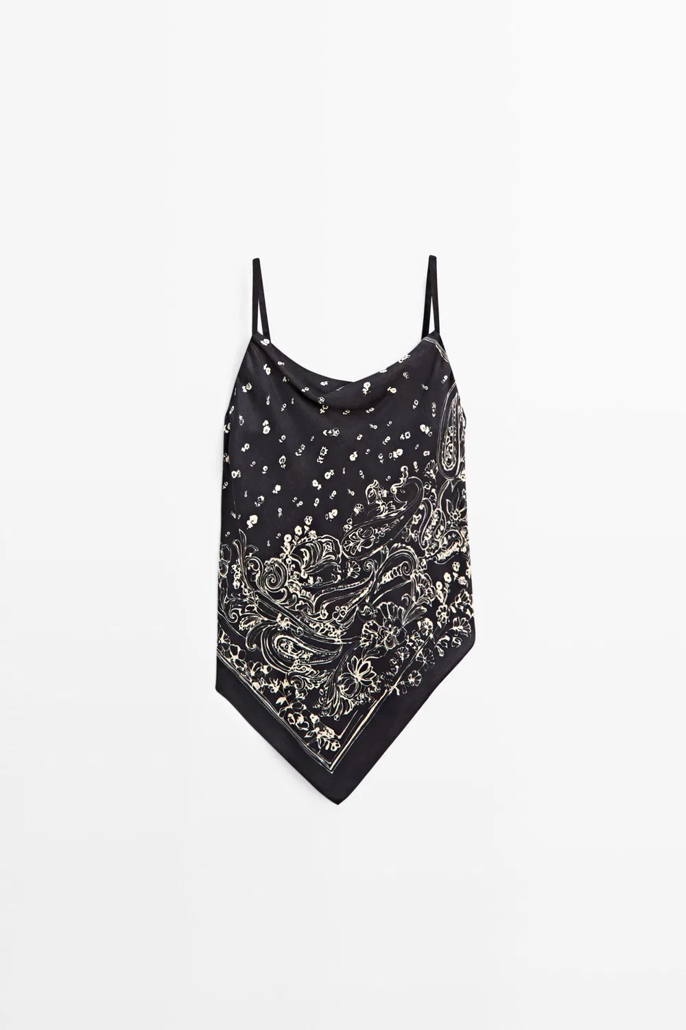 Топ Massimo Dutti Flowing Paisley, синий — фото 2