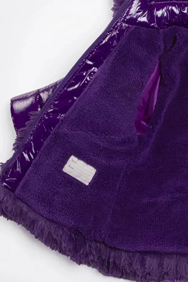 Детское зимнее пальто для девочек с капюшоном Basics Dekubaby, Purple — фото 3