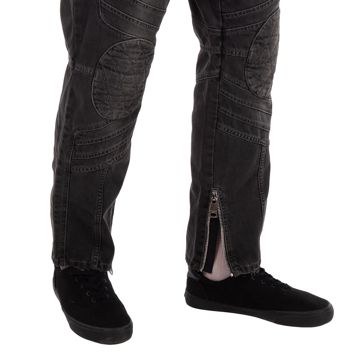 Джинсы-байкер с завышенной талией Biker Mid-Rise Denim Jeans Balmain, Black — фото 2