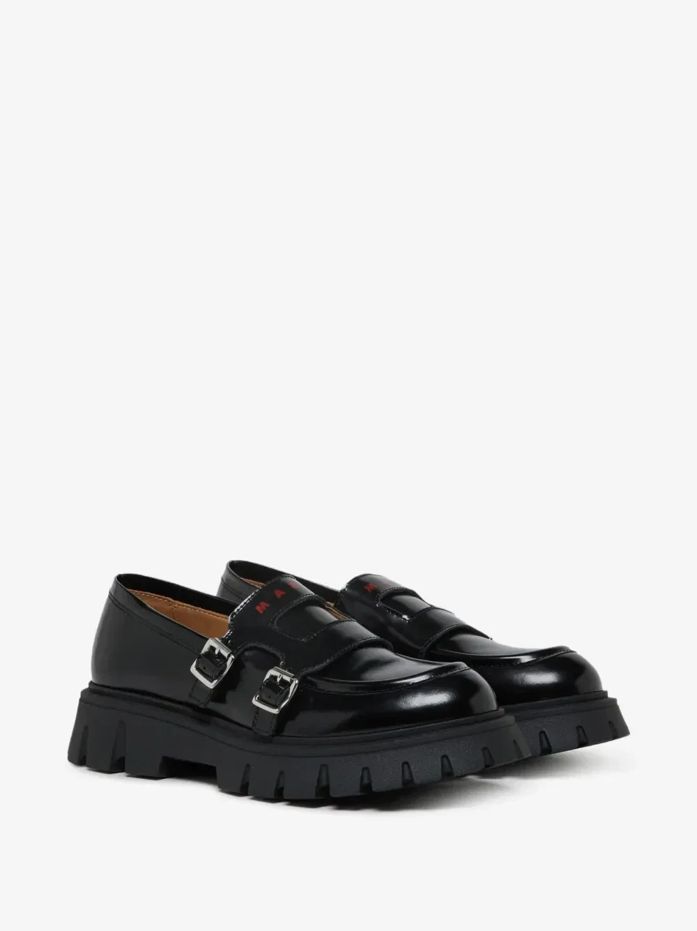 Лоферы с пряжками Marni Kids, черный