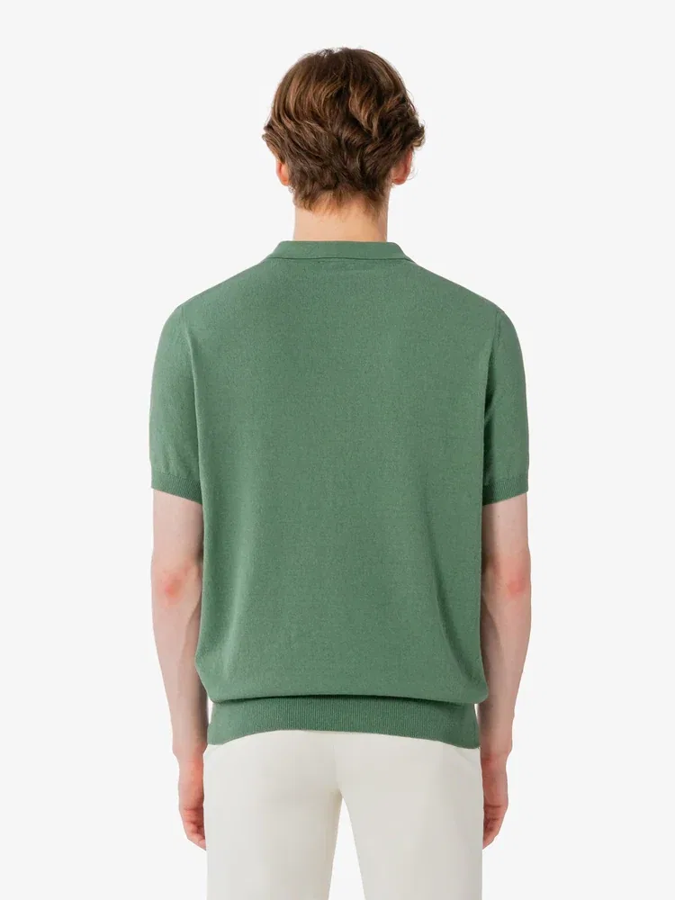 Поло мужское с открытым воротником, вязаное LACOSTE, Green — фото 3