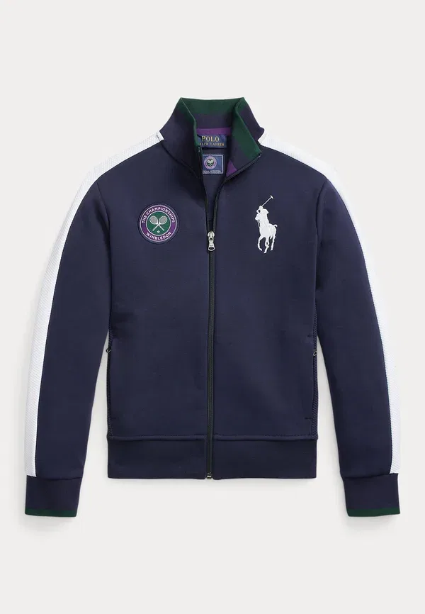 Куртка из полиэстера и хлопка Wimbledon ballkid track jacket Polo Ralph Lauren, Refined Navy/Ceramic White, белый/темно-синий