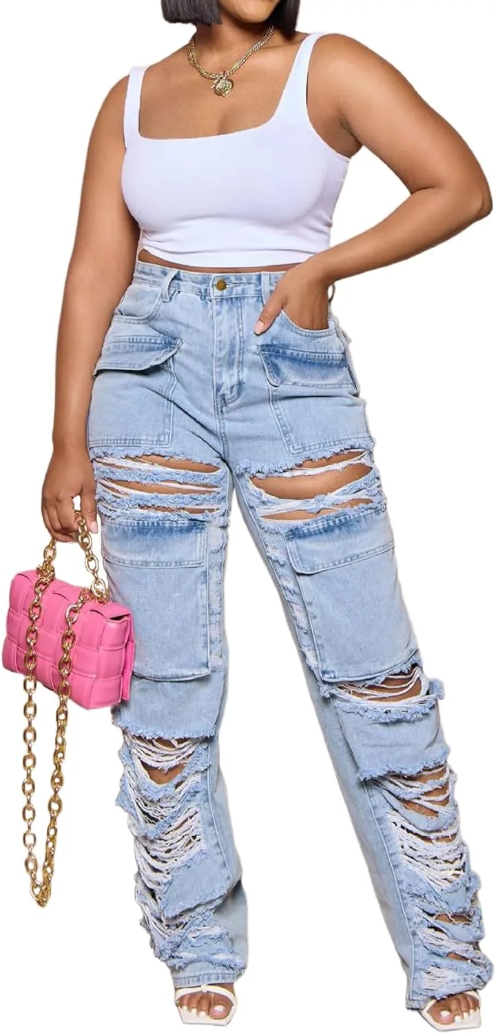 

Женские джинсы cargo high waisted baggy distressed y2k