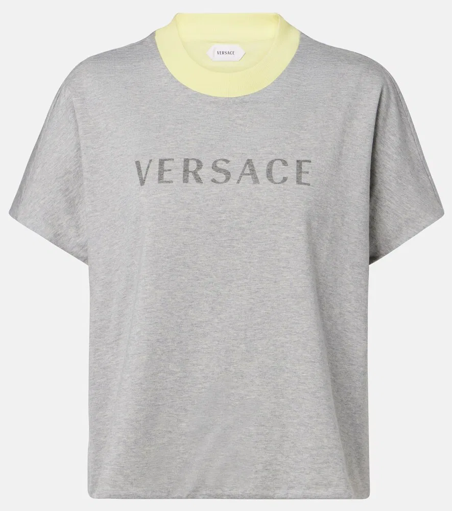 Двусторонняя футболка из хлопкового трикотажа Versace, серый