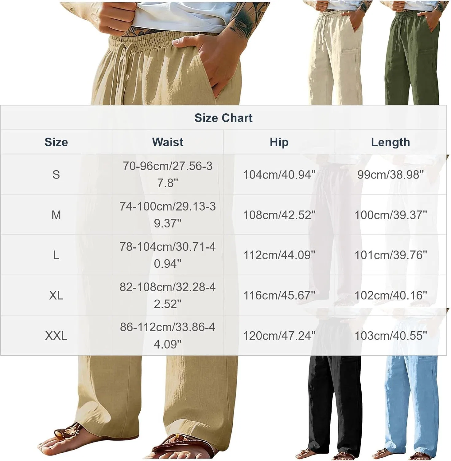 Мужские брюки свободного кроя с завязкой, Wide Leg, хаки — фото 4