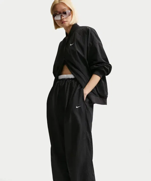 Тренировочные штаны свободного кроя с высокой посадкой, Nike, черный/мел/белый — фото 3