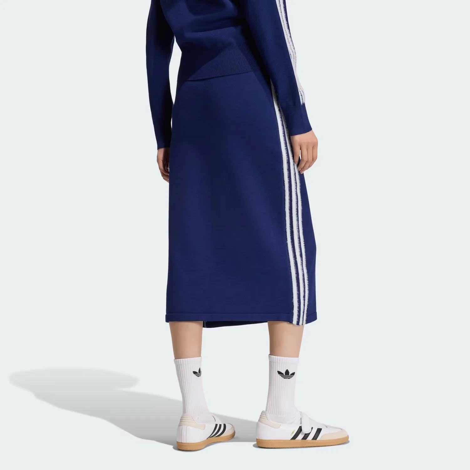 Женская вязаная юбка с эластичным поясом Knitted Skirt Adidas Originals, темно-синий/белый — фото 3