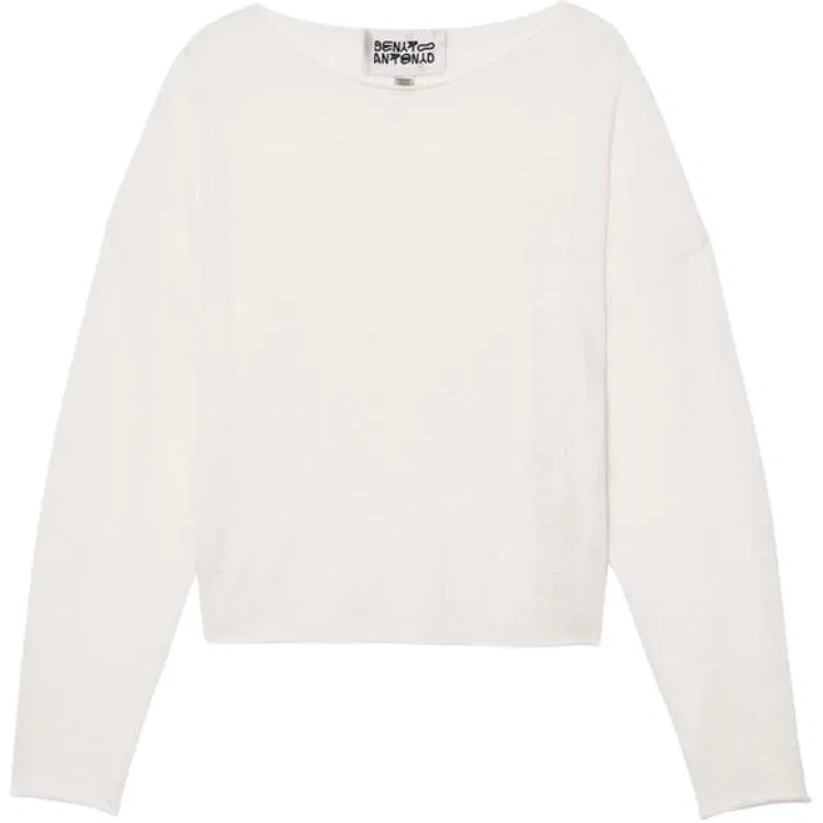 Мужской тонкий свитер с круглым вырезом Bad Bunny Knitwear ZARA, Raw White