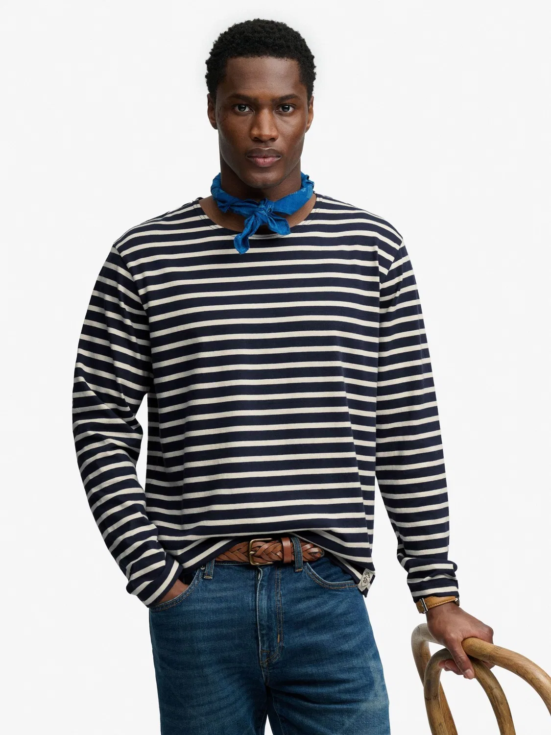 Футболка с длинным рукавом, полосатая, The Merchant Store Superdry, синий — фото 4