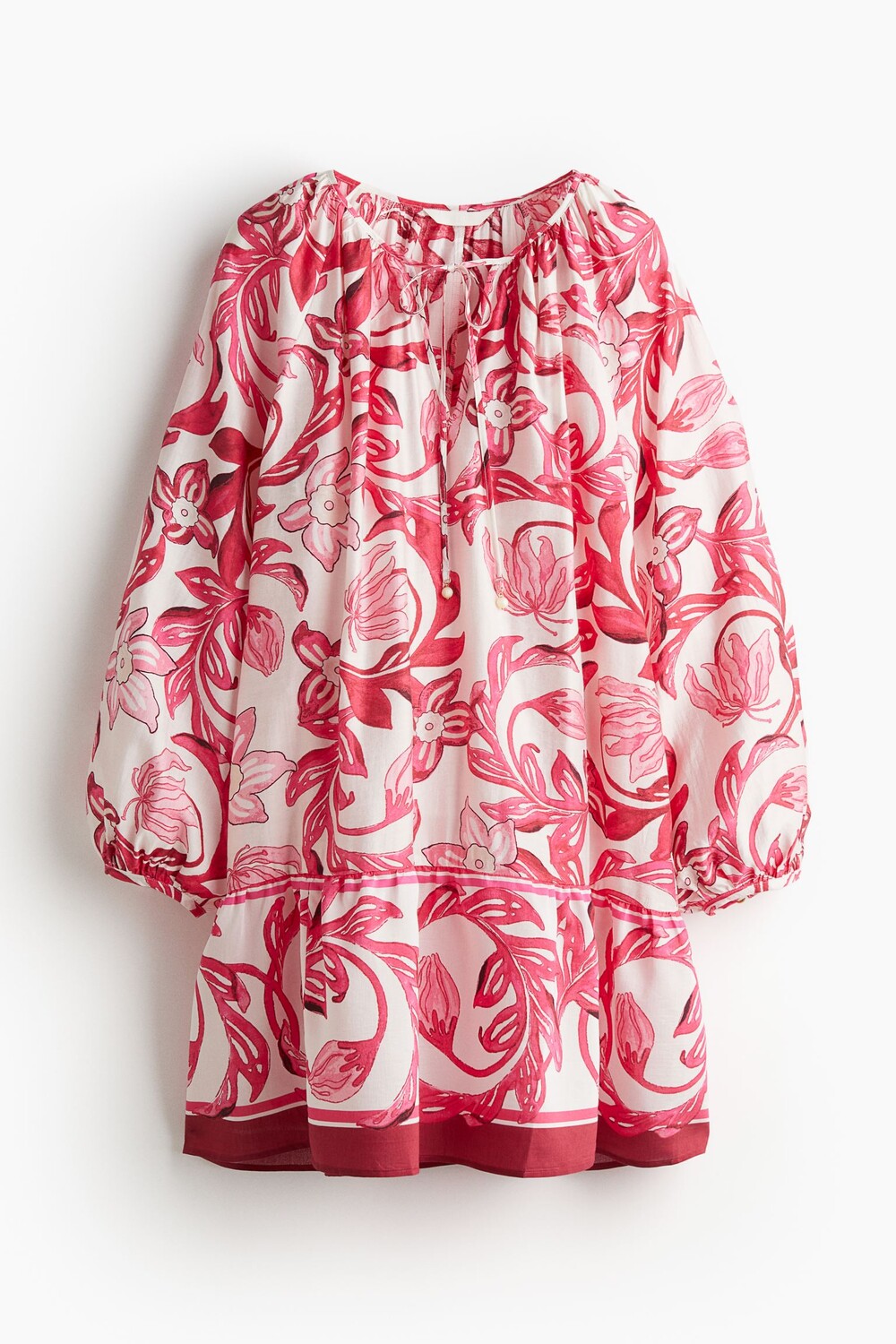 

Платье H&M Tie-detail, белый/розовый
