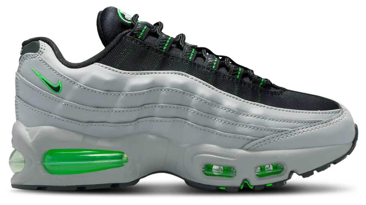 Кроссовки для мальчиков Air Max 95 BB Leather Nike, цвет Light Smoke/Green Strike