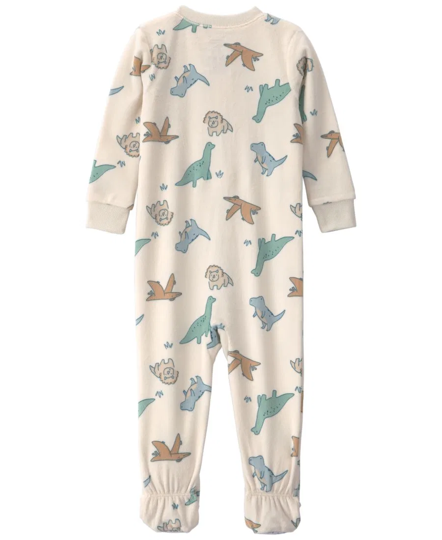 Пижама с ножками и принтом динозавров Dream Plush Dino 2-Way Zip Carter's, Cream — фото 2