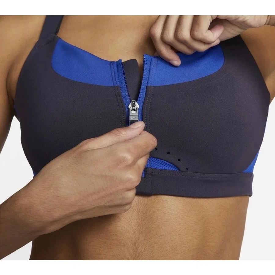 Спортивный бюстгальтер с высокой поддержкой и поролоновыми чашками Dri-Fit Alpha Nike, Синий — фото 3