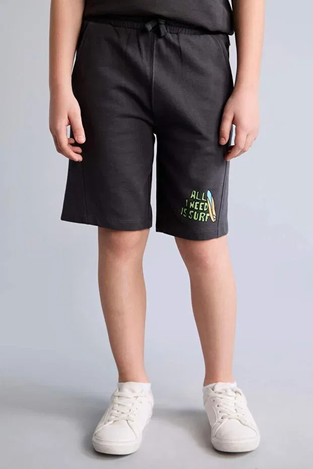 Детские шорты для мальчиков с принтом Oversized palm tree patterned anthracite shorts Defacto, Anthracite-Ar213 — фото 3