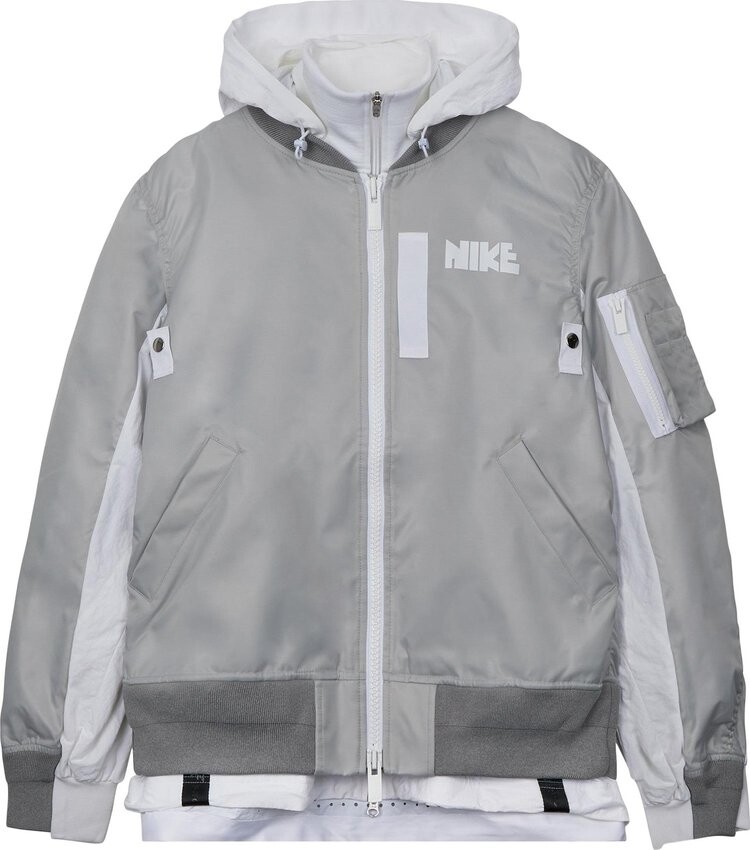 

Куртка Nike x Sacai Layered Bomber Jacket 'Grey Fog', серый