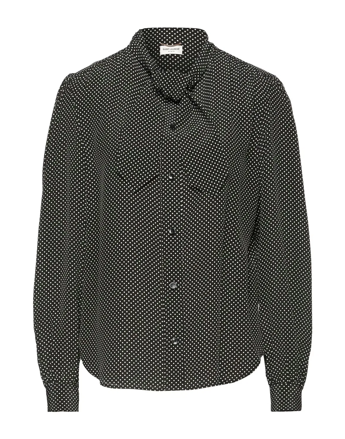 Женская блуза с бантом из шелка Bow Shirt Saint Laurent, черный
