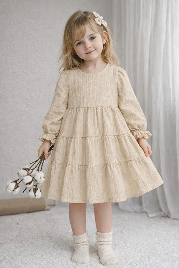 Детское платье для девочек с длинным рукавом Bilge Trend, Beige