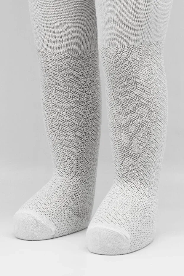 Детские колготки для девочек хлопковые Organic Baby Girl Child Soft Rice Embossed Pattern Combed Cotton Pantyhose Bistyle, White — фото 4