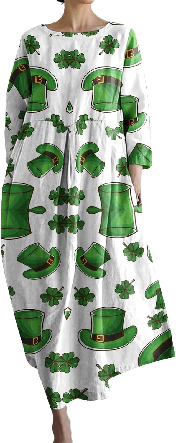 Женское платье свободного кроя с клевером, St. Patrick's Hat Clover