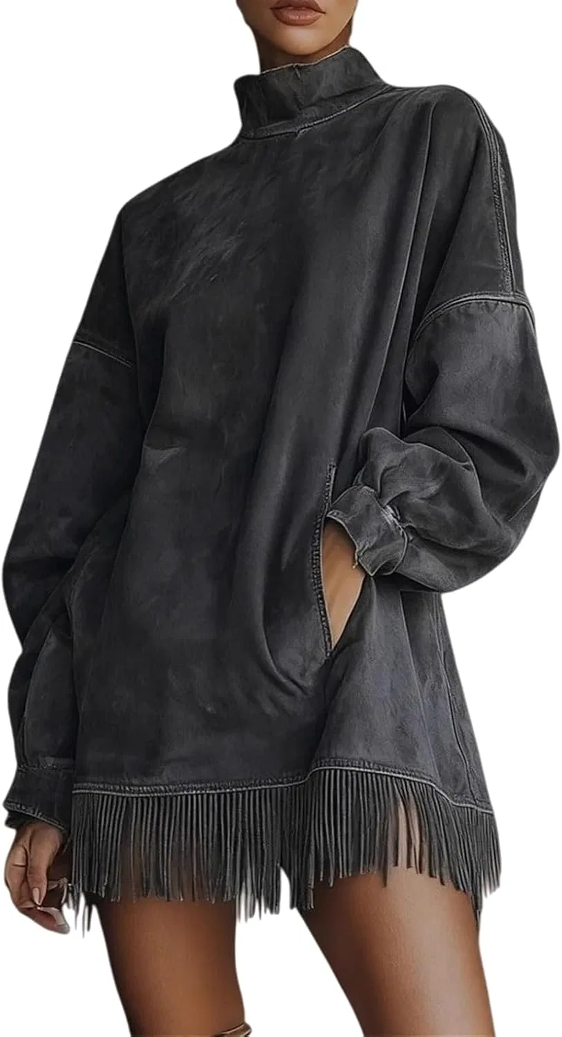 Женское платье с бахромой Corduroy, Black
