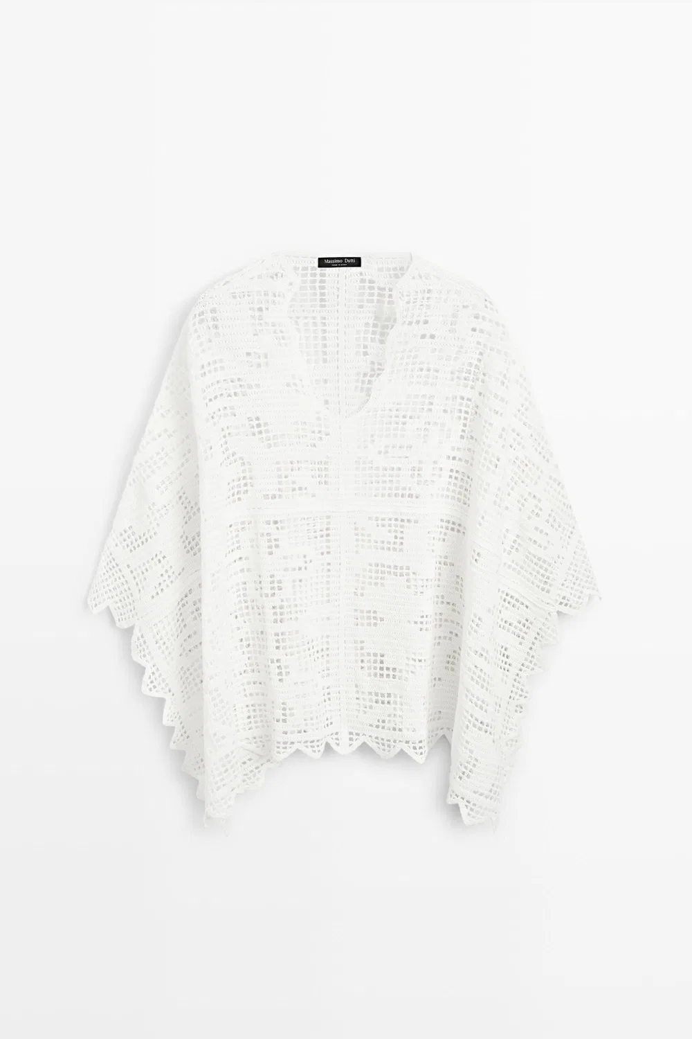 Накидка-пончо Massimo Dutti Crochet Knit, белый — фото 2