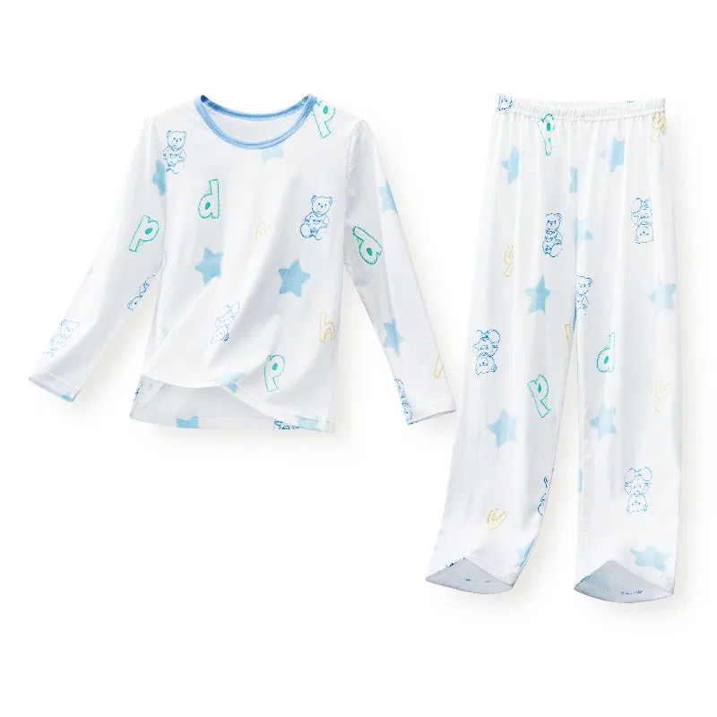 Детский комплект домашней одежды с принтом Red Bean Cartoon Bear Print, Red Bean, Белый