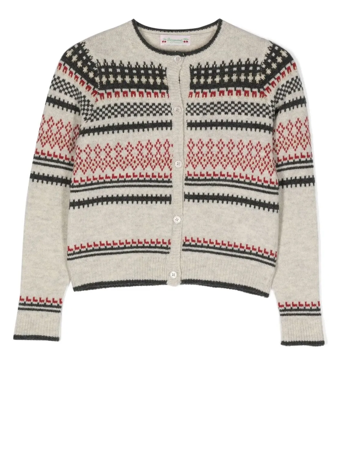 Кардиган с геометрическим принтом из интарсии Bonpoint, серый