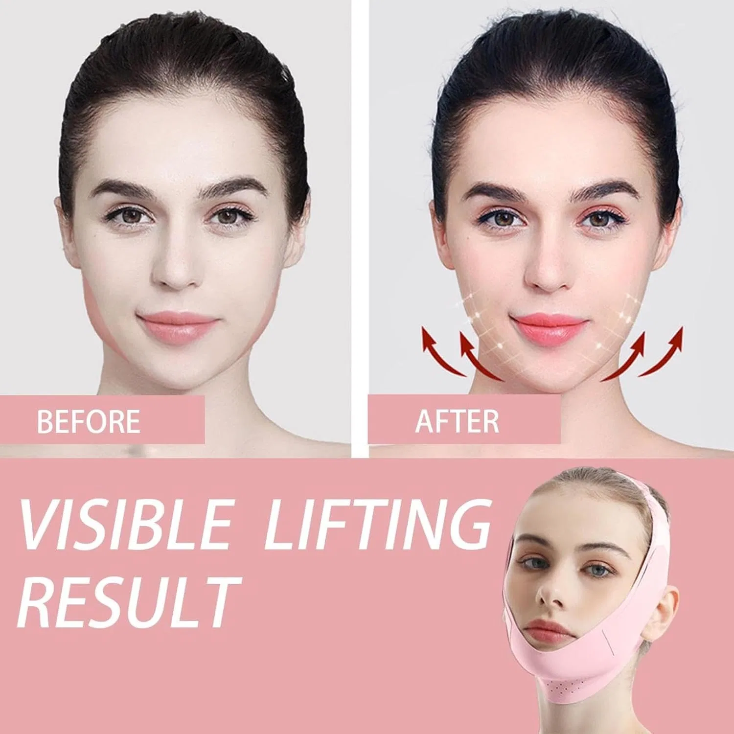 Маска для лица Collagen Face Sculpt Wrap, розовая Generic — фото 4