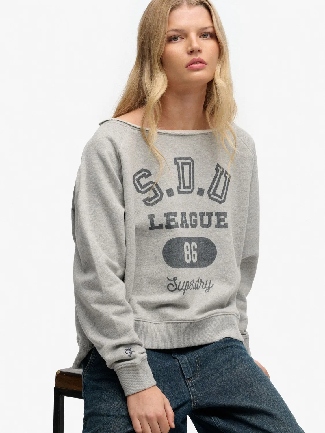 Свитшот оверсайз Athletic Essentials Bardot Superdry, Серый