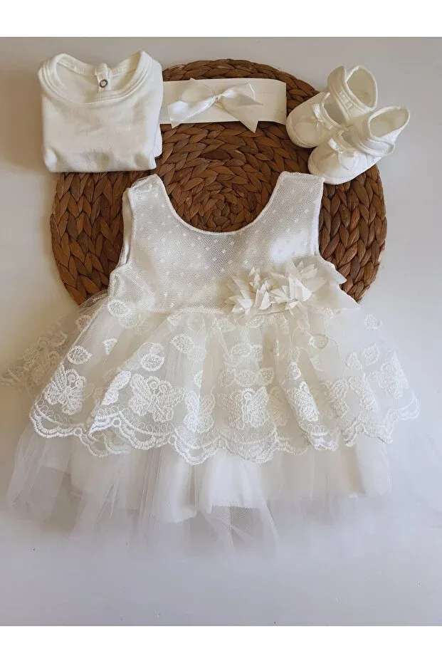 Детский комплект для девочек с вышивкой Pileki Baby, White