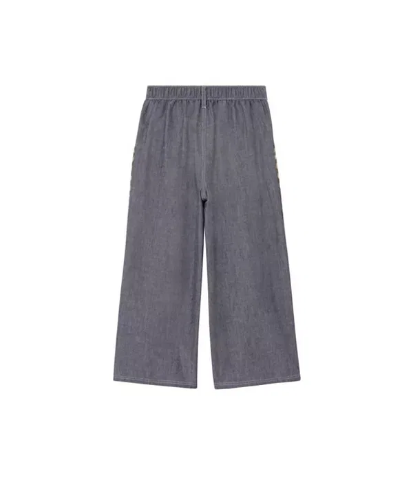 Детские брюки для девочек хлопковые с отделкой Burberry, Damson Blue Melange — фото 2