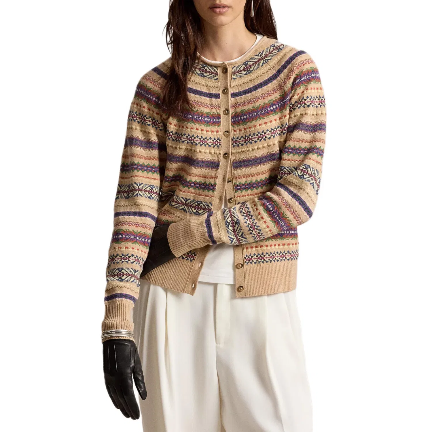 Женский свитер с круглым вырезом Tan Multicolor Polo Ralph Lauren, Tan Multicolor — фото 3