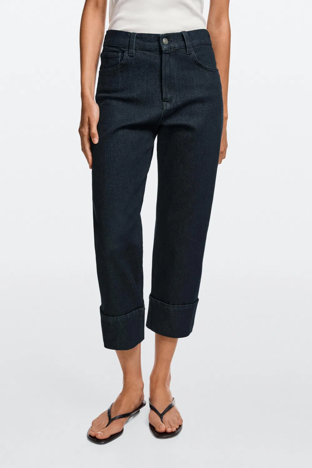 Джинсы Massimo Dutti Capri With Turn-Up Hems , темно-синий