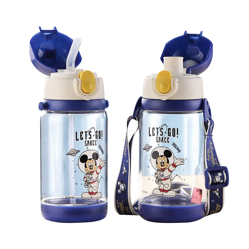 Детская бутылка для воды с трубочкой и крышкой, 520 мл, Disney, Mickey Blue
