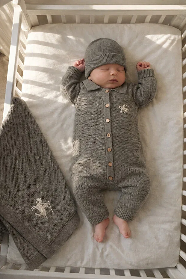 Детский комплект для новорожденных с вышивкой Ciritli horse Mert Baby, Khaki