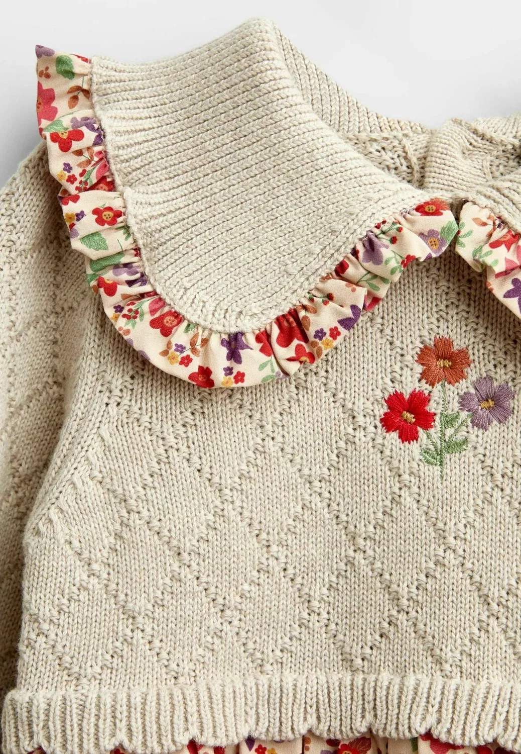Платье-Комбинация с вязаным воротником и платье-свитер Jojo Maman Bébé, Natural Floral — фото 3