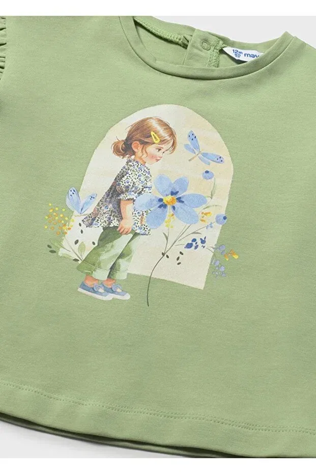 Детская футболка для девочек с принтом Graphic T-Shirt Mayoral, Green — фото 3