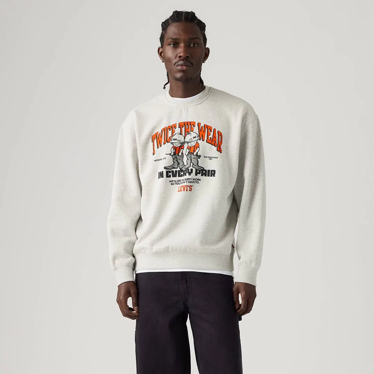 Свободная толстовка с графическим принтом и круглым вырезом Levi's, Twice The Wear Light Heather Grey - Grey — фото 3