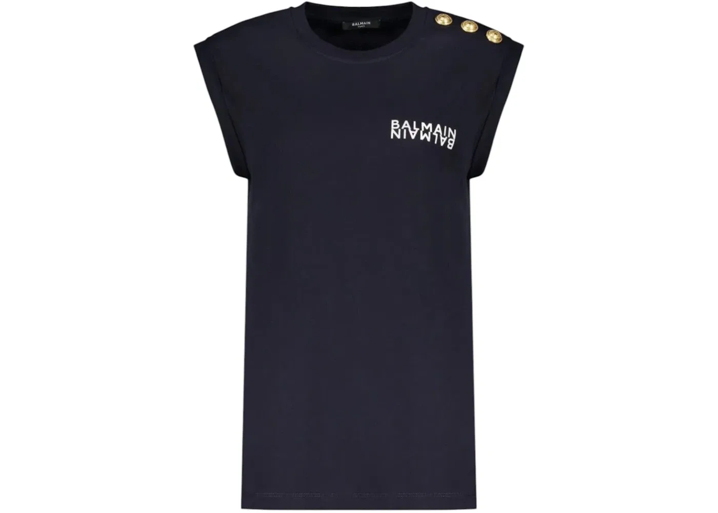 Женский топ без рукавов с логотипом Tank Balmain, Navy